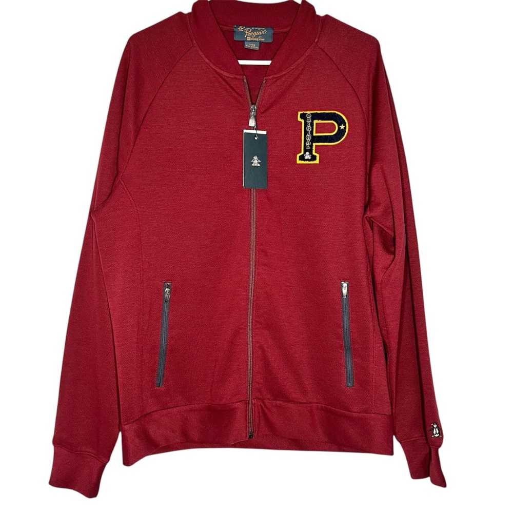 Original Penguin Mens Track Jacket Retro Preppy Full Zip Logo Size L New